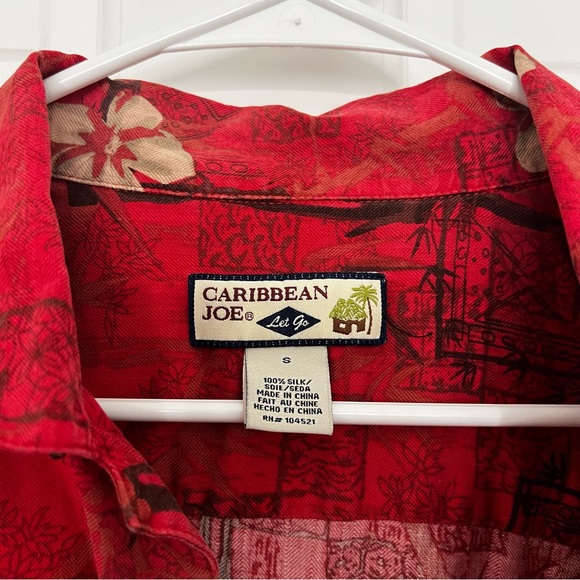 100% Silk Hawaiian Shirt Button Up Caribbean Joe Let Go tropical tourist dad - Picture 4 of 12